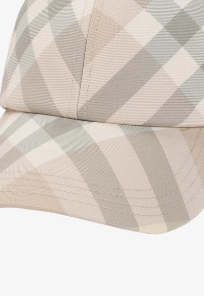 Shop Burberry Checked Baseball Cap In Beige