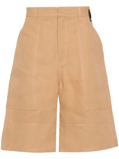 Shop Fendi Canvas Bermuda Shorts Clothing In Brown