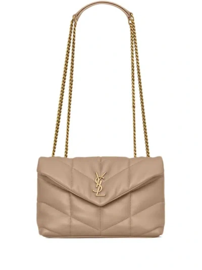 Shop Saint Laurent Loulou Puffer  Bags In Nude & Neutrals