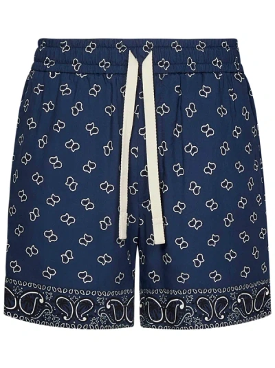 Shop Palm Angels Paisley Shorts In Blu