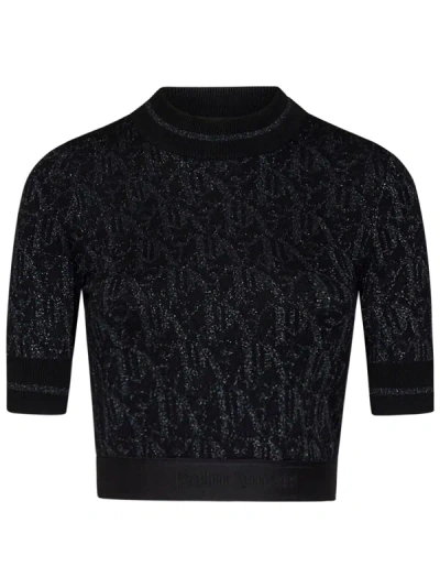 Shop Palm Angels Monogram Sweater In Nero