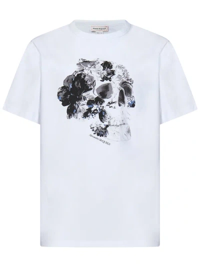 Shop Alexander Mcqueen Fold Skull T-shirt In Bianco