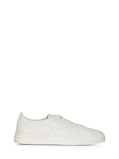 Shop Santoni Double Buckle Sneakers In Bianco