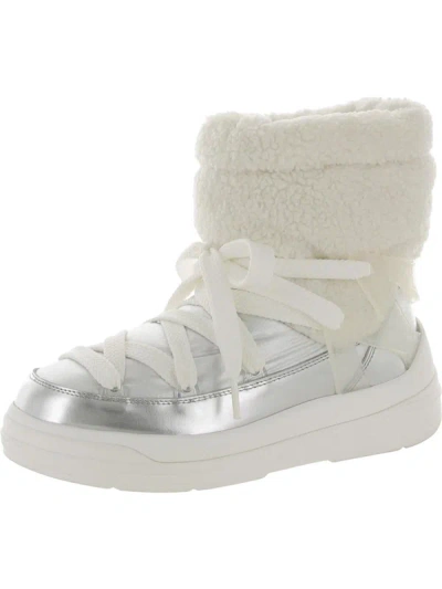 Shop Moncler Insolux M Womens Faux Fur Ankle Winter & Snow Boots In Silver