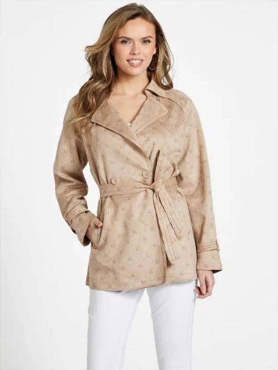 Shop Guess Factory Clio Quattro G Trench Coat In Beige