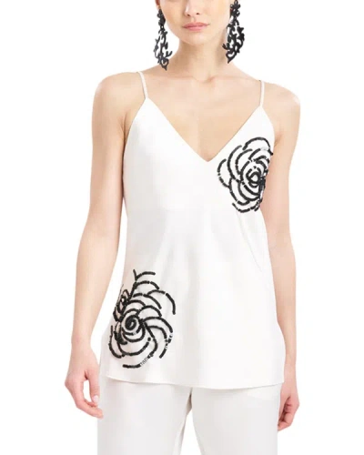 Shop Natori Luxe Charmeuse Embroidered V-neck Cami In White
