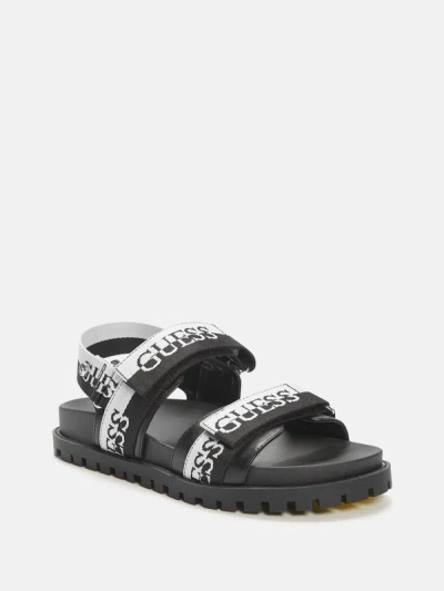 Shop Guess Factory Saylors Logo Velcro Sandals In Black