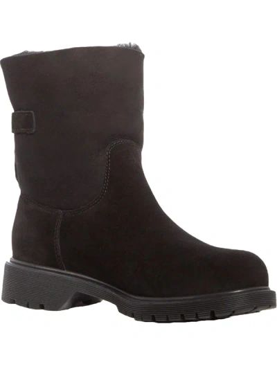 Shop La Canadienne Honey Womens Suede Weatherproof Winter Boots In Black