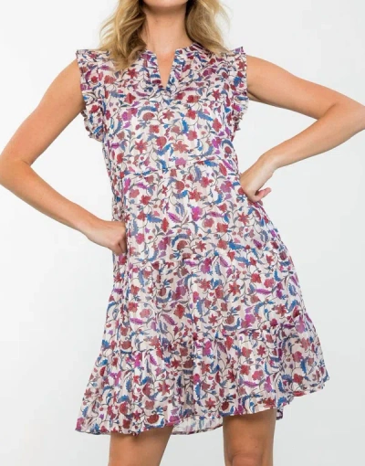 Shop Thml Ruffle Sleeve Flower Print Dress In Multi