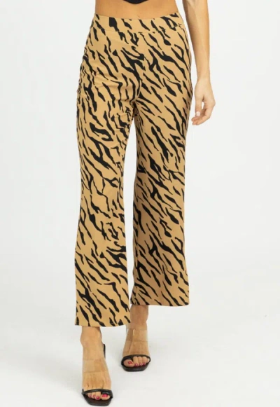 Shop Le Lis Zebra Wide Leg Pants In Tan In Multi