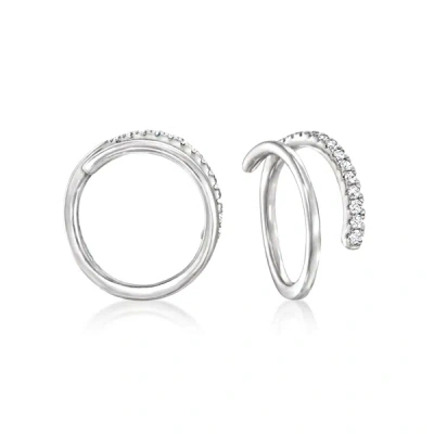 Shop Rs Pure By Ross-simons Diamond Spiral Hoop Earrings In Sterling Silver