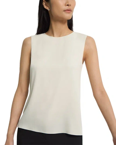 Shop Theory Straight Shell Core Silk-blend Top In Beige