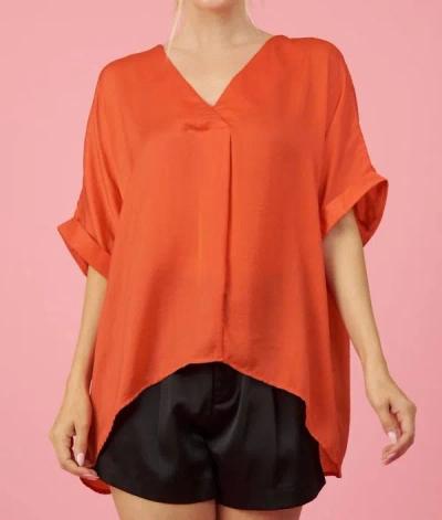 Shop Glam V-neck High-low Top In Orange