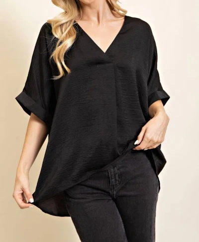 Shop Glam V-neck High-low Top In Black