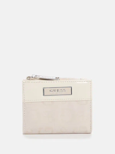 Shop Guess Factory Martin Small Snap Wallet In Beige