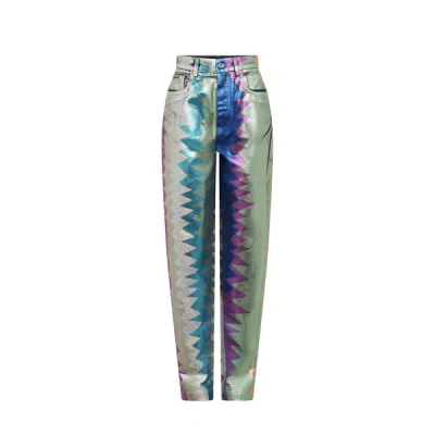 Shop Dolce & Gabbana Glitter Trousers In Silver
