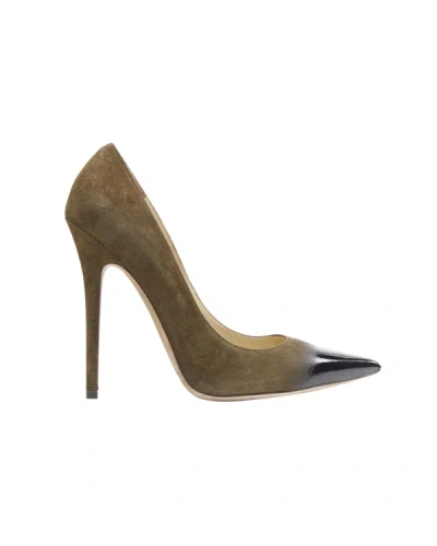 Shop Jimmy Choo Forest Green Suede Black Gradient Lacquared Pointed Pigalle