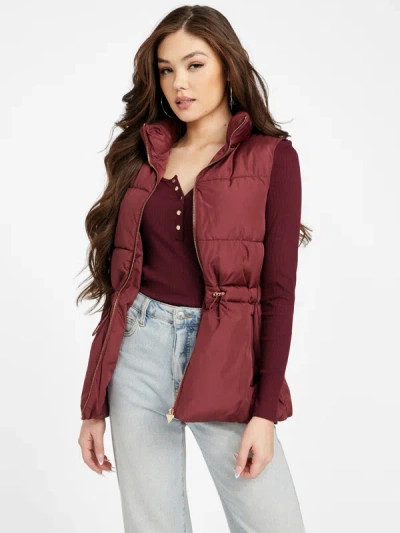 Shop Guess Factory Kelly Puffer Vest In Red