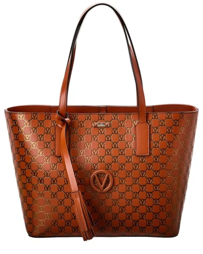 Shop Valentino By Mario Valentino Soho Monogram Leather Tote In Orange