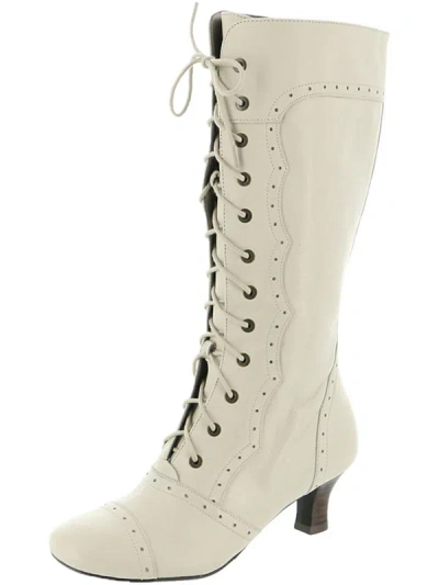 Shop Array Vintage Womens Perforated Lace-up Knee-high Boots In White