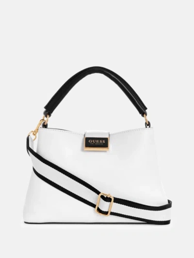 Shop Guess Factory Stacy Small Satchel In White