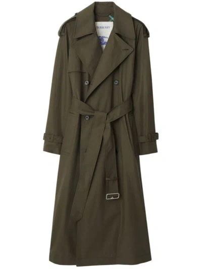 Shop Burberry Long "castleford" Double-breasted Trench Coat In Brown