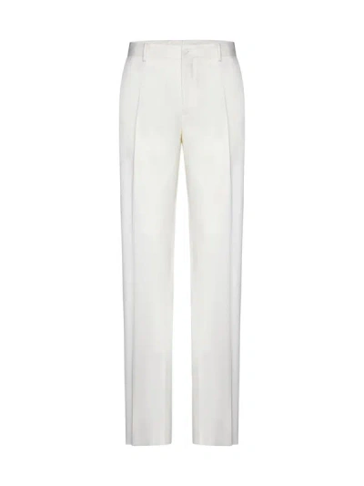 Shop Dolce & Gabbana Trousers In Bianco Naturale