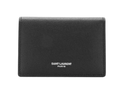 Shop Saint Laurent Card Holder With Logo In Black