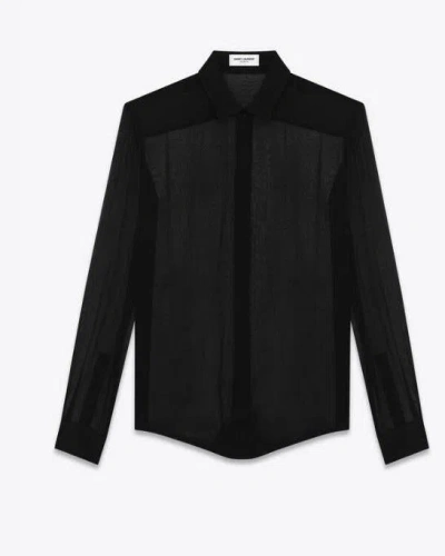 Shop Saint Laurent Crepe De Chiffon Shirt In Black