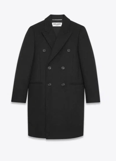 Shop Saint Laurent Double-breasted Coat With Six-button Closure In Black