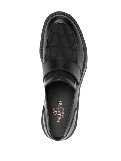 Shop Valentino Garavani Toile Iconographe Loafers In Black