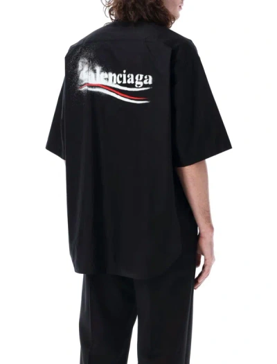 Shop Balenciaga Political Stencil Shirt In Black
