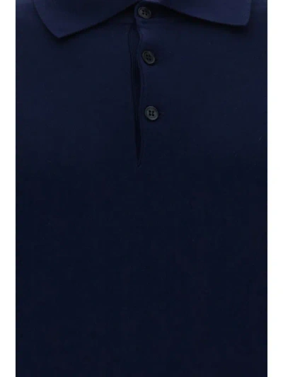Shop Brunello Cucinelli Polo Shirts In Blu Prussia+grigio Scuro