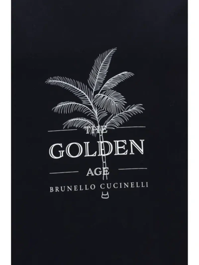 Shop Brunello Cucinelli T-shirts In Navy+off White