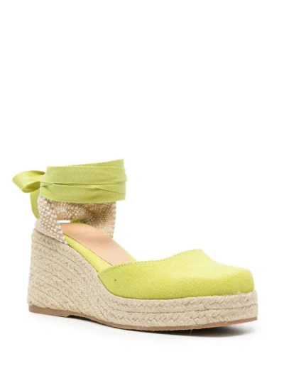 Shop Castaã±er Castañer Tina Raffia Wedge Espadrilles In Yellow