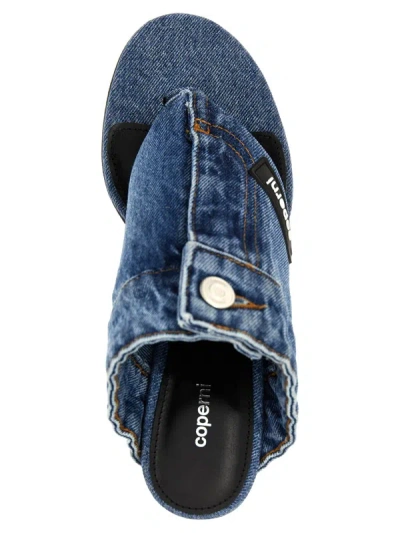 Shop Coperni 'denim Open Thong' Sandals In Blue