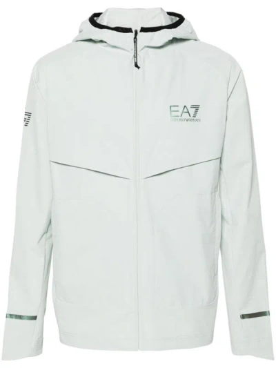 Shop Ea7 Emporio Armani Logo Nylon Blouson Jacket In White