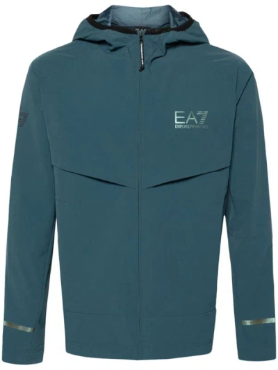 Shop Ea7 Emporio Armani Logo Nylon Blouson Jacket In Green