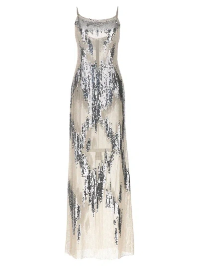 Shop Elisabetta Franchi 'red Carpet' Dress In Silver