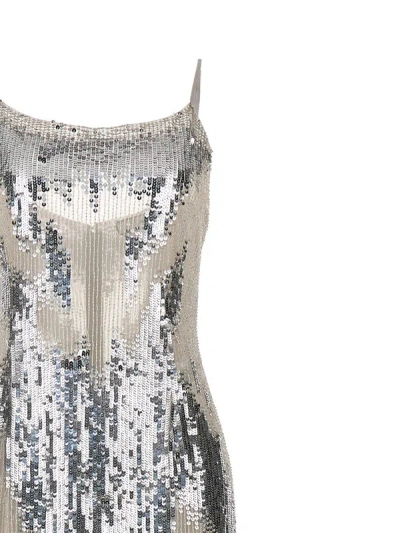 Shop Elisabetta Franchi 'red Carpet' Dress In Silver