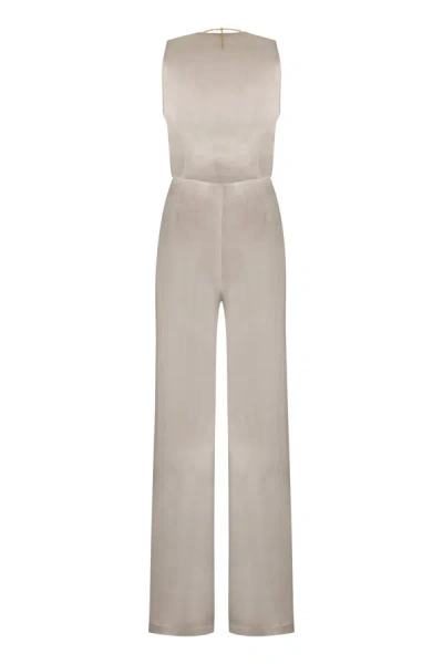 Shop Elisabetta Franchi Crepe Jumpsuit In Grey
