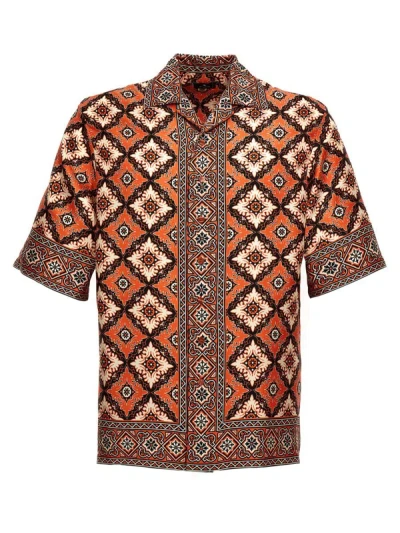 Shop Etro 'medaglioni' Bowling Shirt In Orange