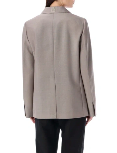 Shop Fendi Tailored Deconstructed Jacket In Ash Grey