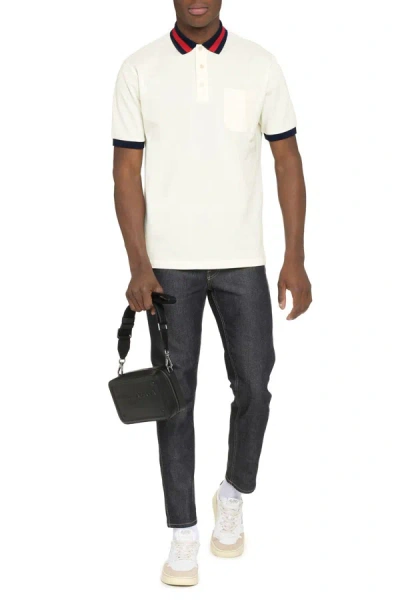 Shop Gucci Cotton-piqué Polo Shirt In Ivory