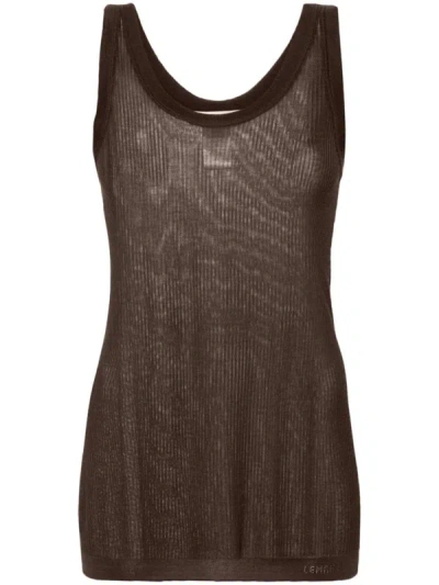 Shop Lemaire Ribbed Trim Tank Top In Brown