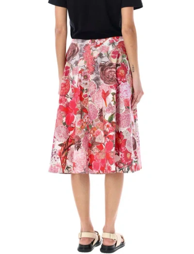 Shop Marni Floral Print Midi Skirt In Pink Clematis