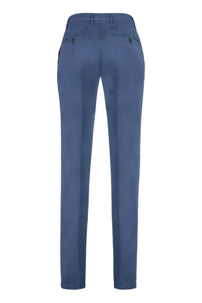 Shop Canali Cotton Blend Trousers In Blue