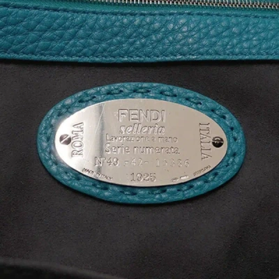 Shop Fendi Selleria Blue Leather Shopper Bag ()