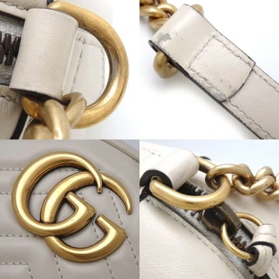 Shop Gucci Marmont White Leather Shoulder Bag ()