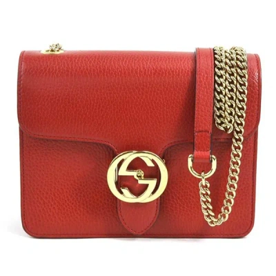 Shop Gucci Red Leather Shopper Bag ()